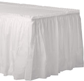 Frosty White Plastic Table Skirt - 21' x 29" (1 Pc.) - Durable, Easy-to-Use & Stylish Event Decor, Perfect for Parties, Weddings, & Special Occasions